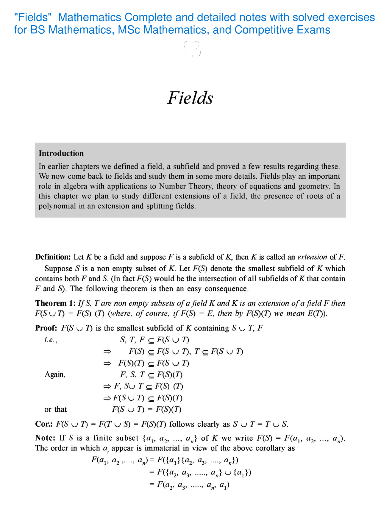 Fields - Mathematics Complete and detailed notes with solved exercises ...