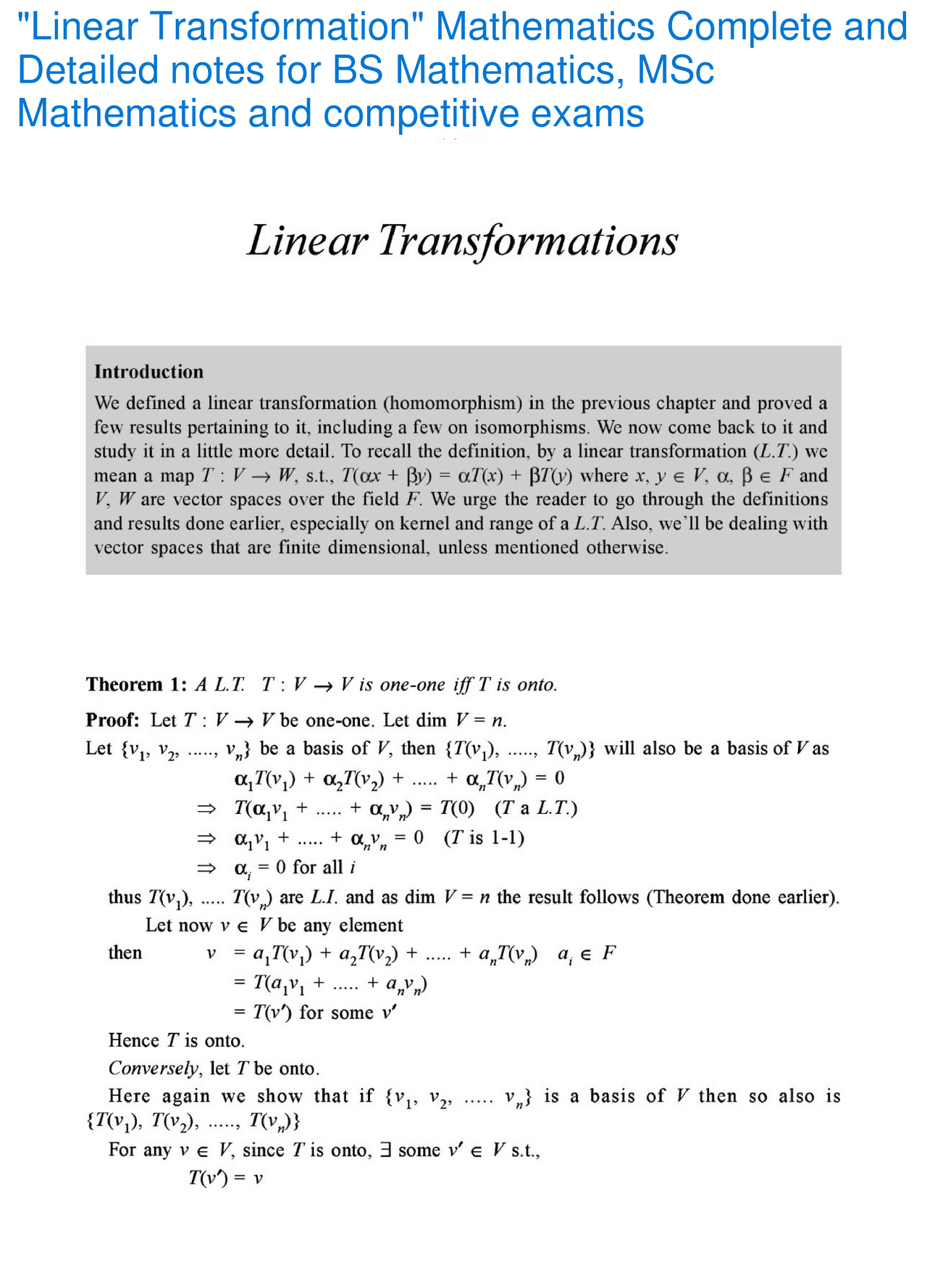 Linear Transformation Mathematics Complete and Detailed notes | Study ...