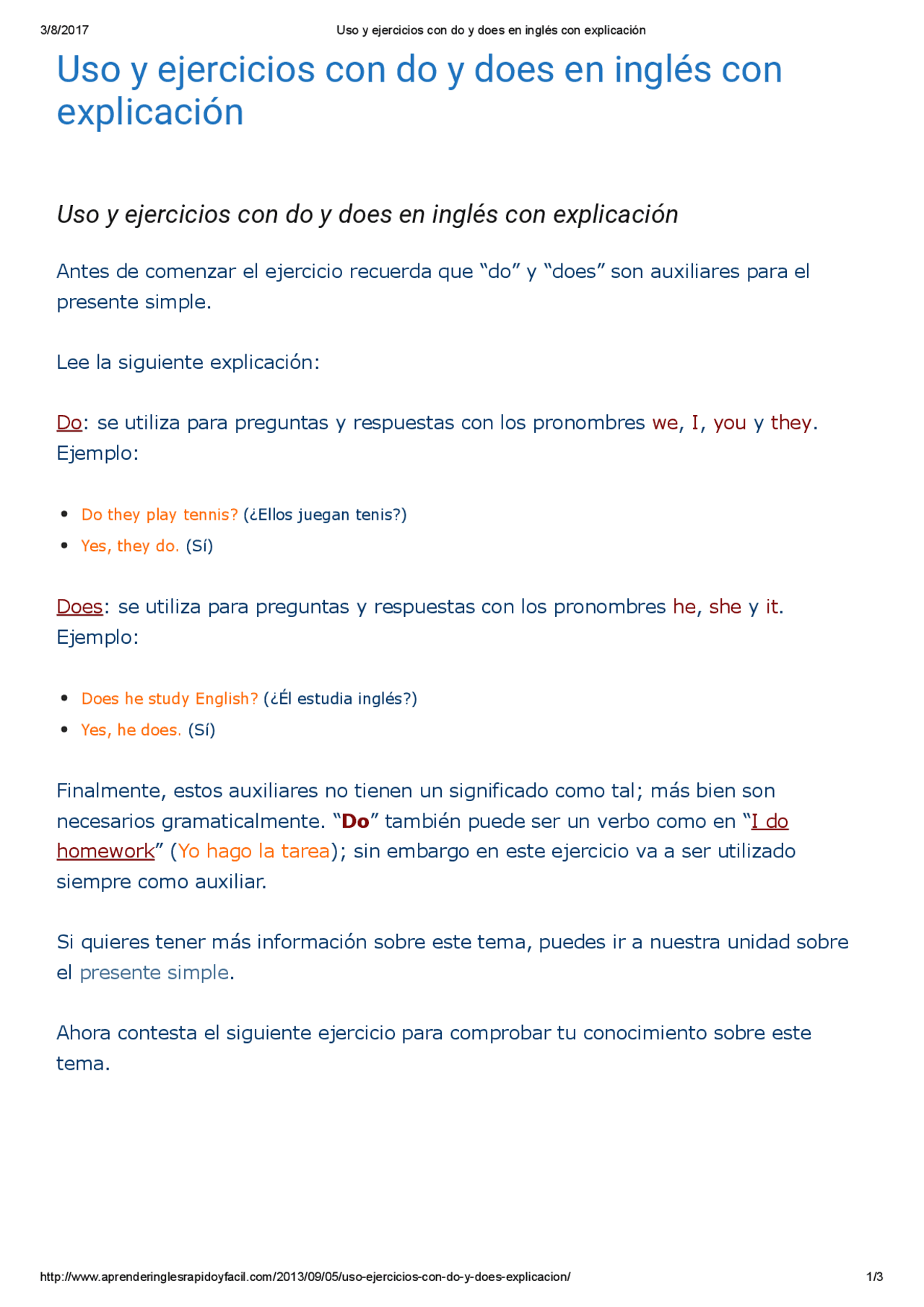 Uso de do y does en ingles | Esquemas y mapas conceptuales de Inglés ...