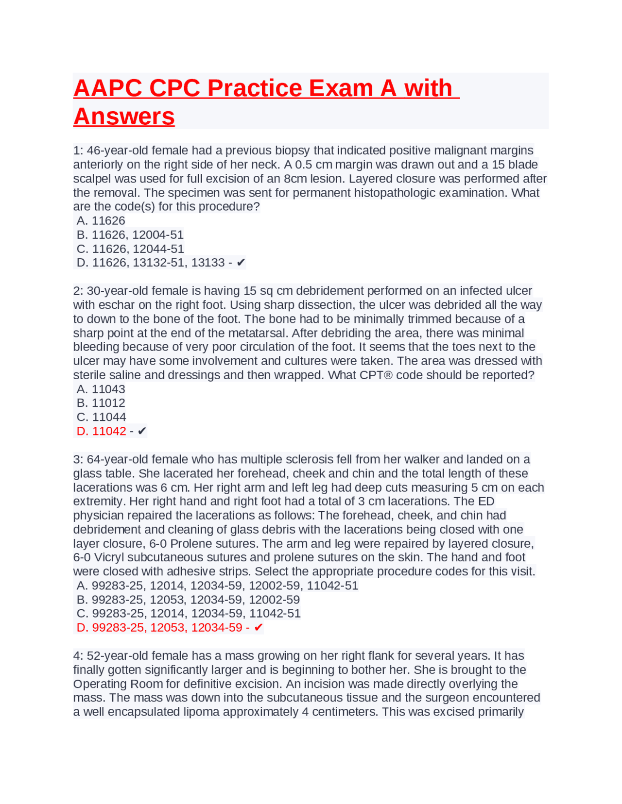 AAPC CPC Practice Exam A With Answers Exams Nursing Docsity aapc-cpc-practice-exam-a-with-answers-exams-nursing-docsity