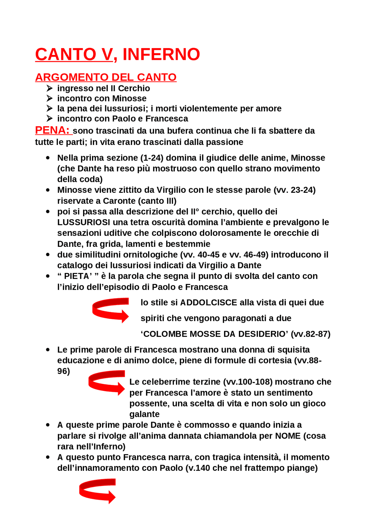 Sintesi canto V inferno divina commedia | Schemi e mappe concettuali di ...
