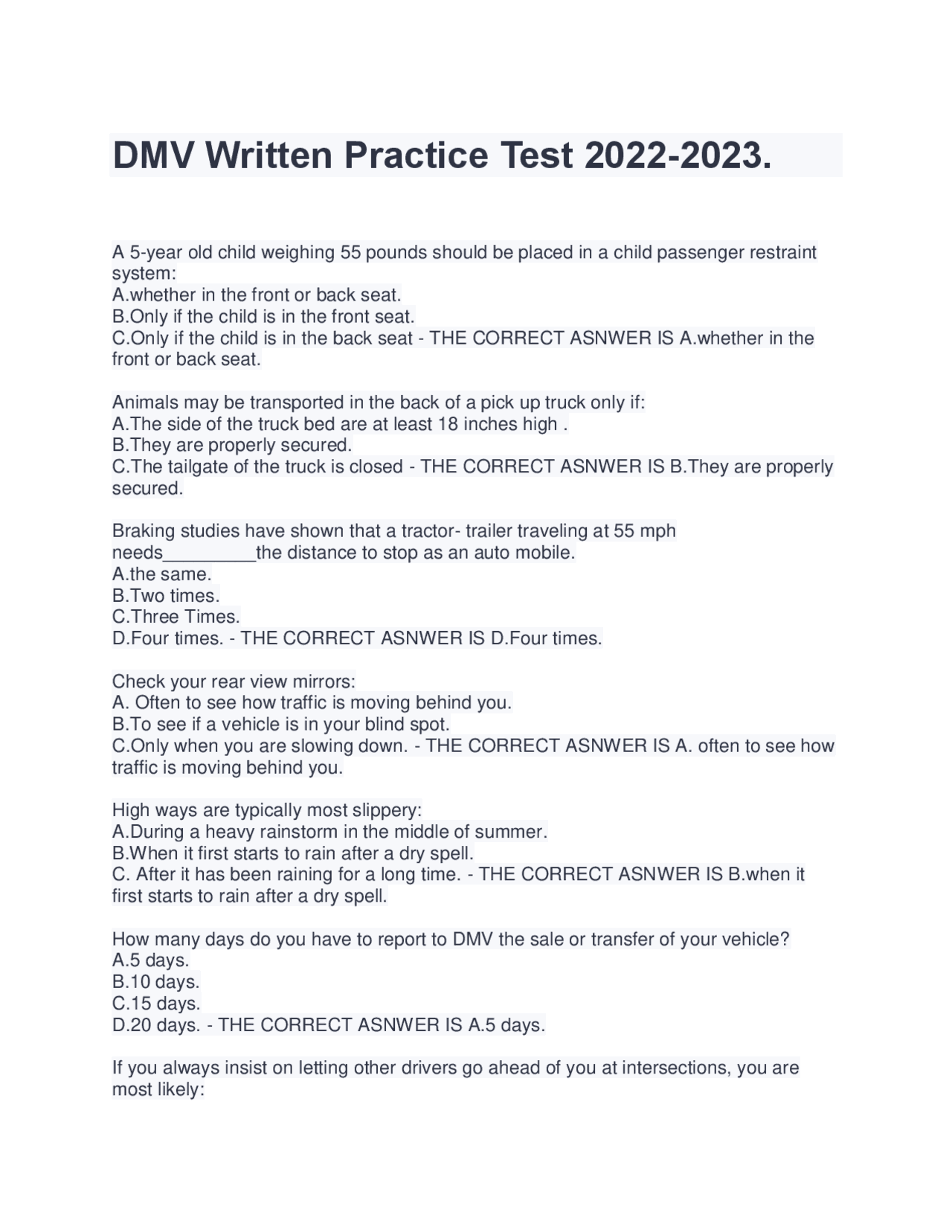 dmv-written-practice-test-2022-2023-exams-engineering-docsity