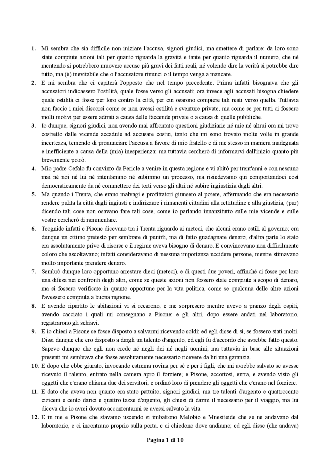 Traduzione Contro Eratostene di Lisia Appunti di Letteratura Greca