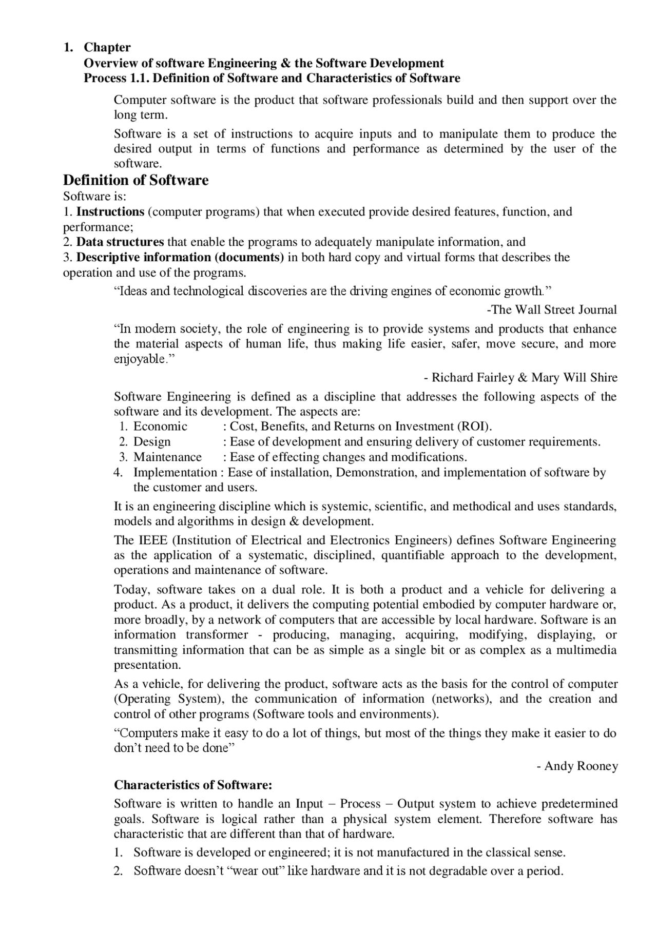 Definition of Software | Study notes Software Engineering | Docsity
