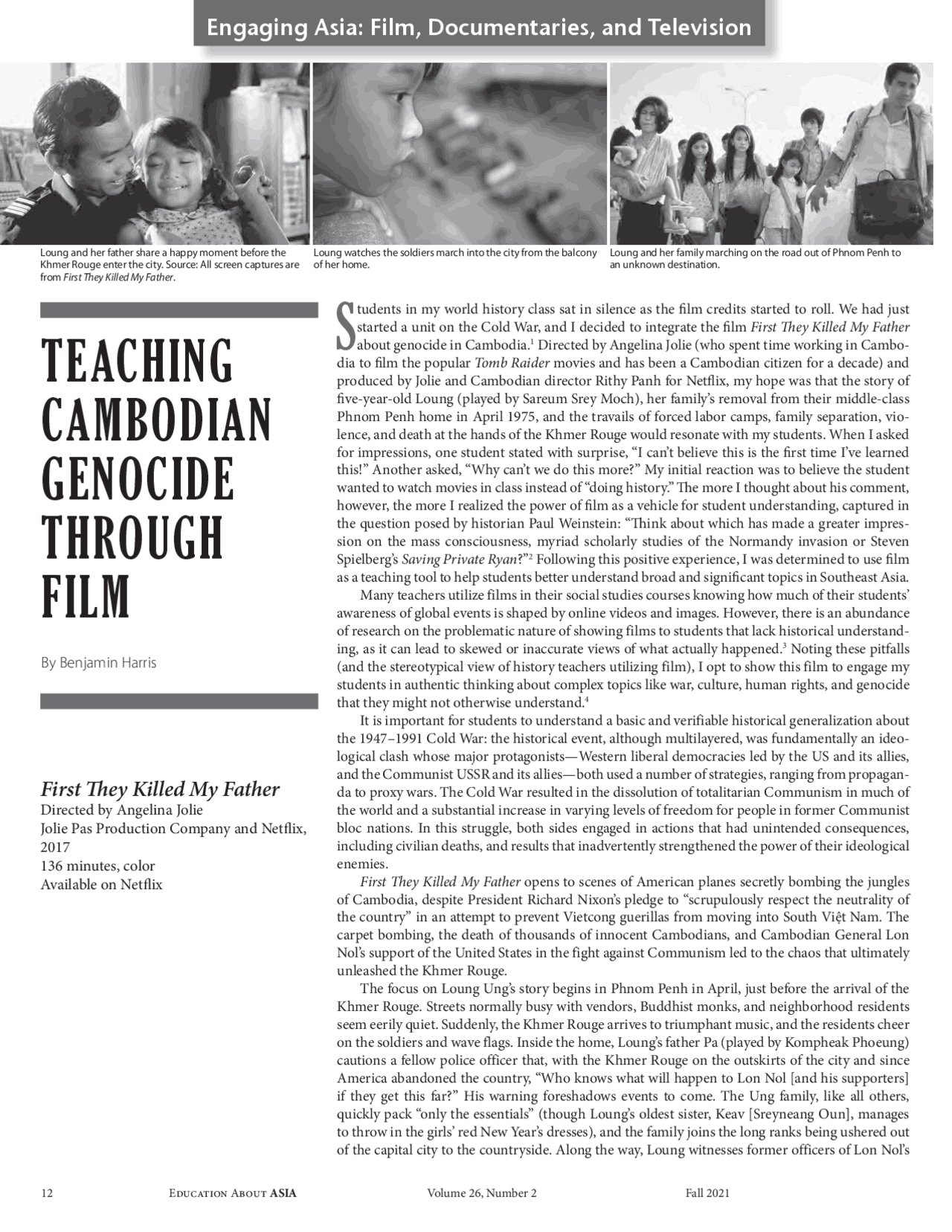 TEACHING CAMBODIAN GENOCIDE THROUGH FILM | Assignments History | Docsity
