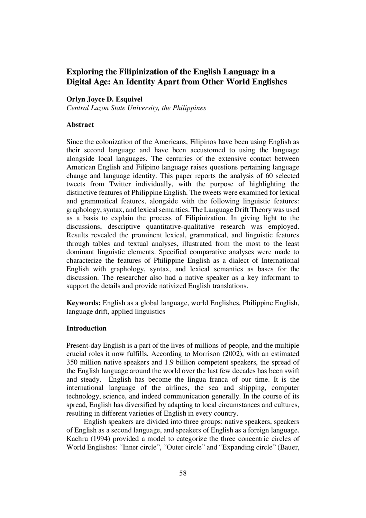 Exploring the Filipinization of the English Language in ... | Slides ...