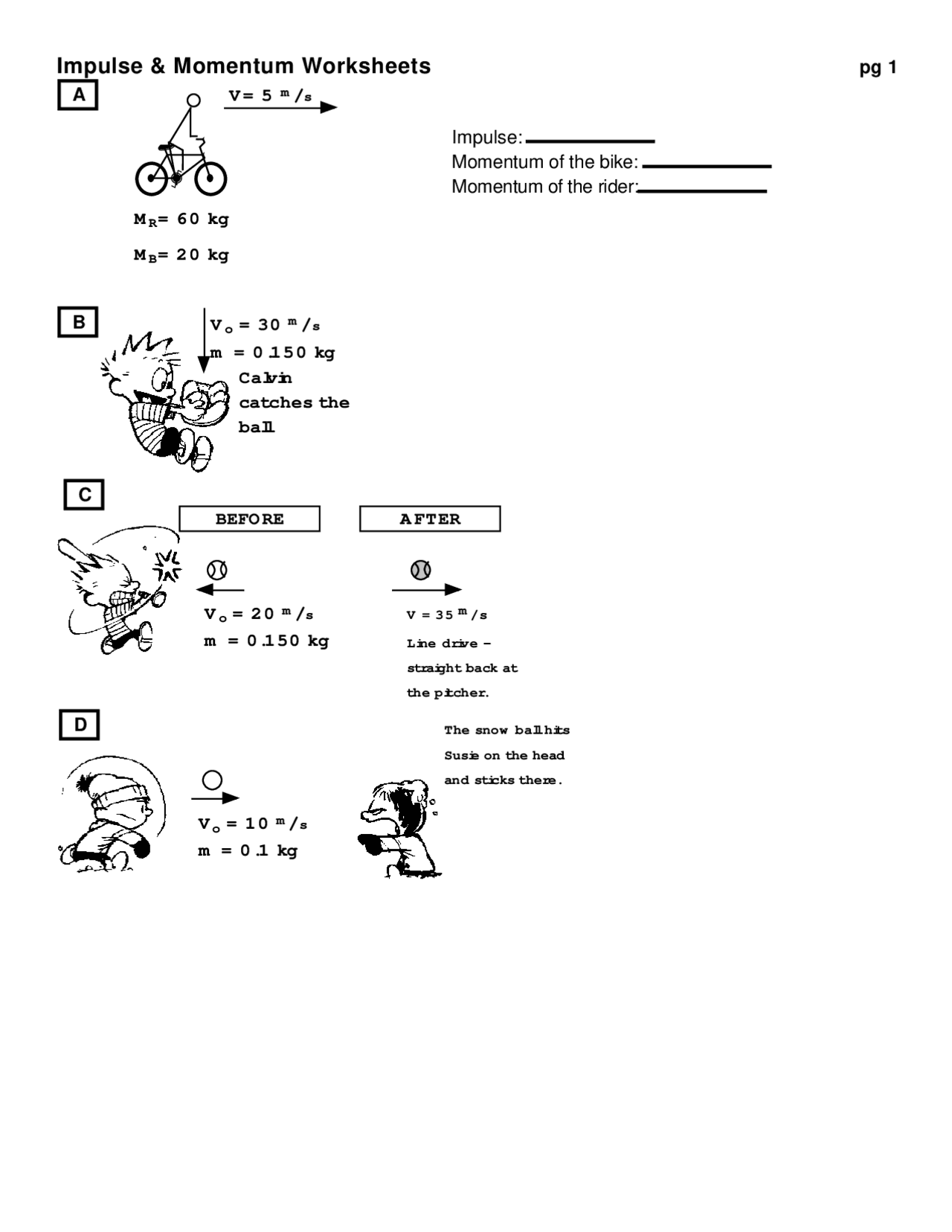 Momentum Calculations Worksheet - Worksheets For Kindergarten