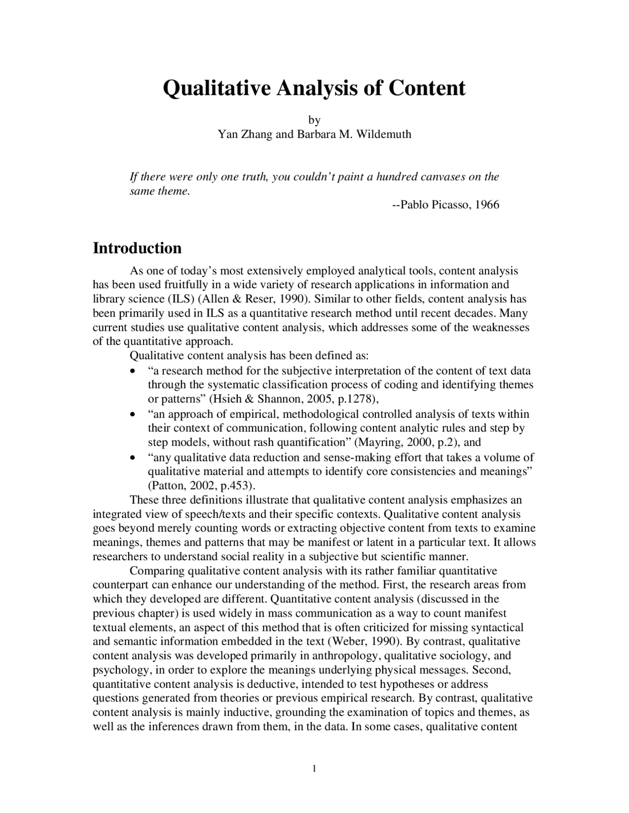 Qualitative Analysis of Content | Summaries Qualitative research | Docsity