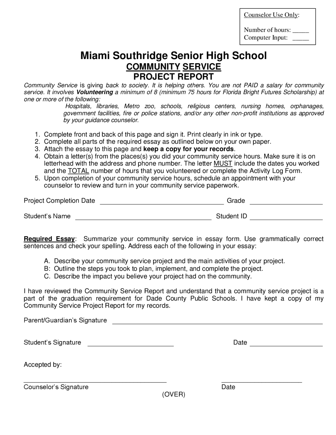 Community service project report | Study notes Nursing | Docsity