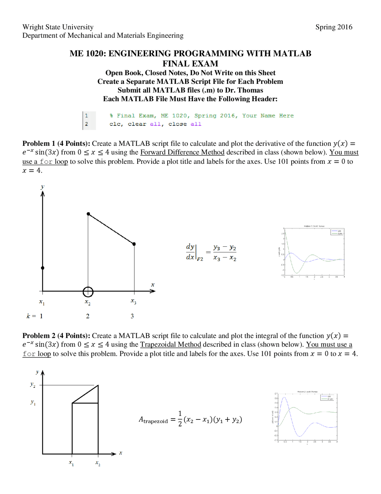 ENGINEERING PROGRAMMING WITH MATLAB FINAL EXAM | Study notes ...