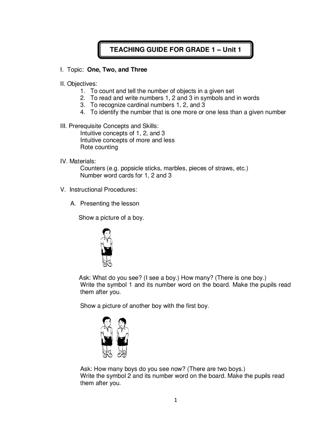 Algorithm For Grade 1 Example Map TEACHING GUIDE FOR GRADE 1 – Unit 1 | Schemes and Mind Maps Teaching ...
