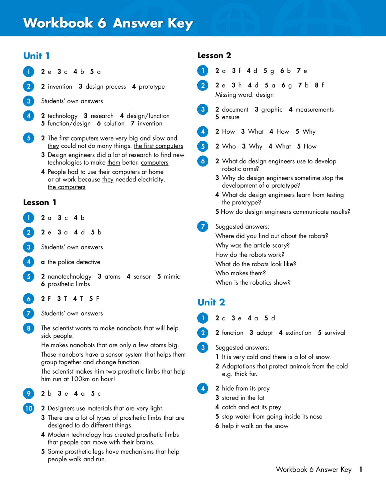 Pivotpoint Smart Notes Answer Key Answer Key Workbook 6 | Study notes Design Patterns | Docsity