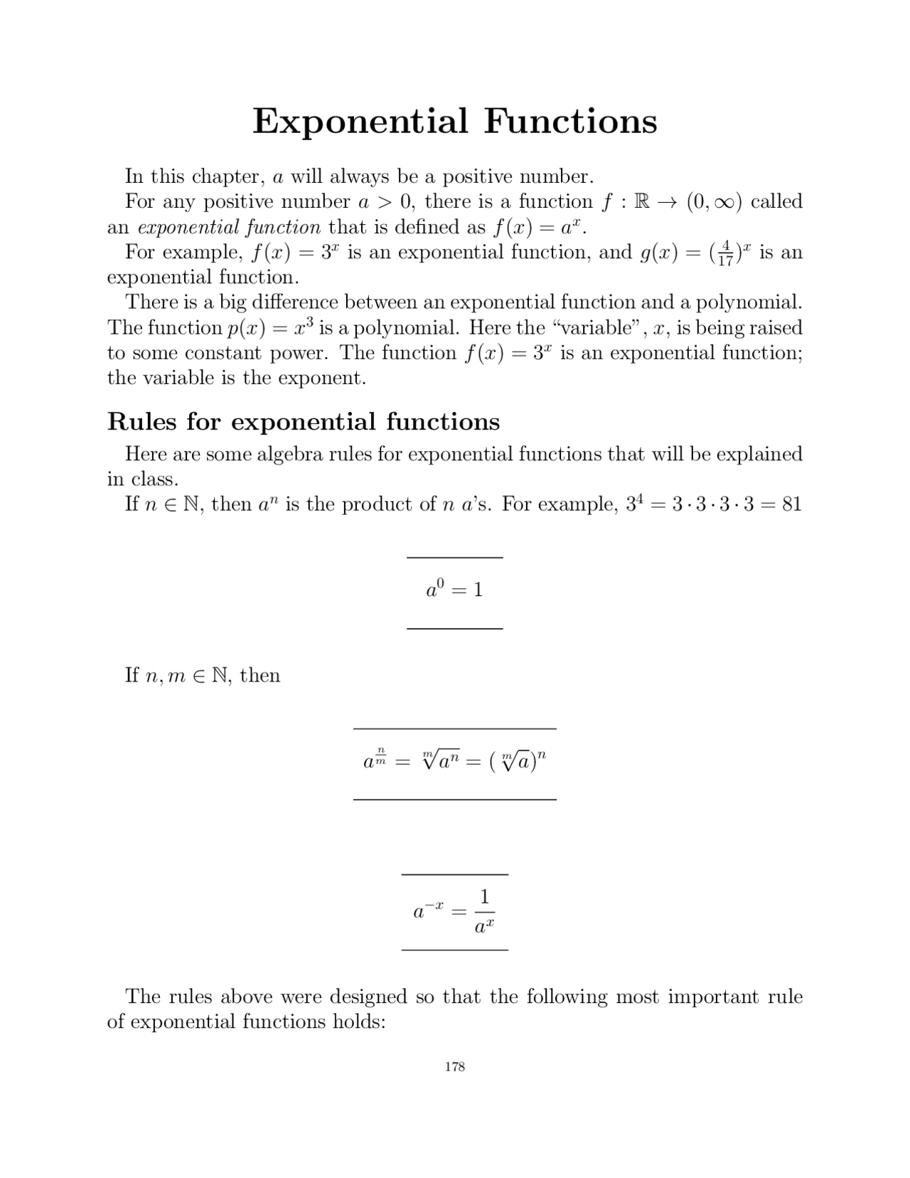 Exponential Functions | Exams Calculus | Docsity