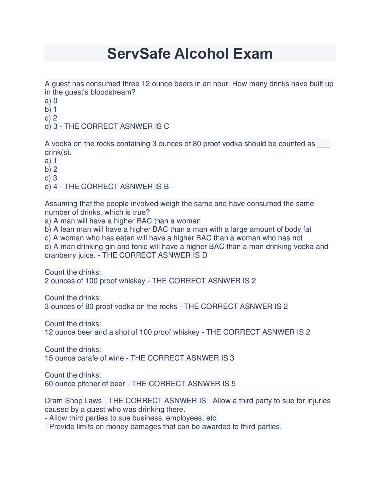 Abc Alcohol Exam Answers at Robert Leverett blog