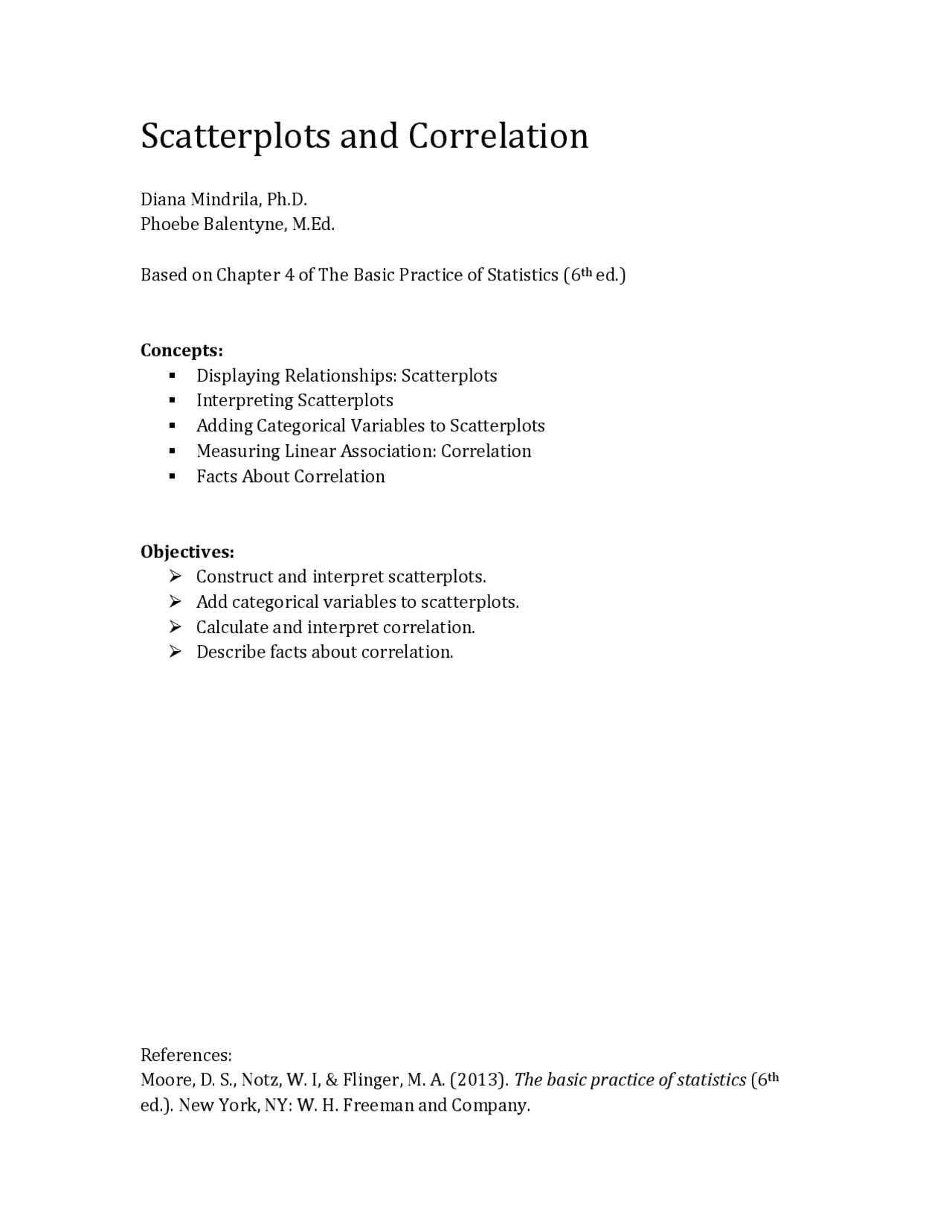 Scatterplots and Correlation | Lecture notes Statistics | Docsity