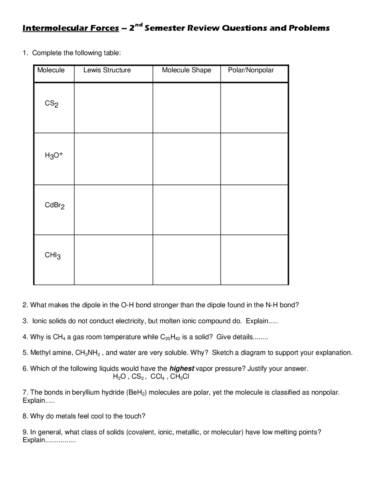 Thermochemistry Questions and Problems Study Guides, Projects