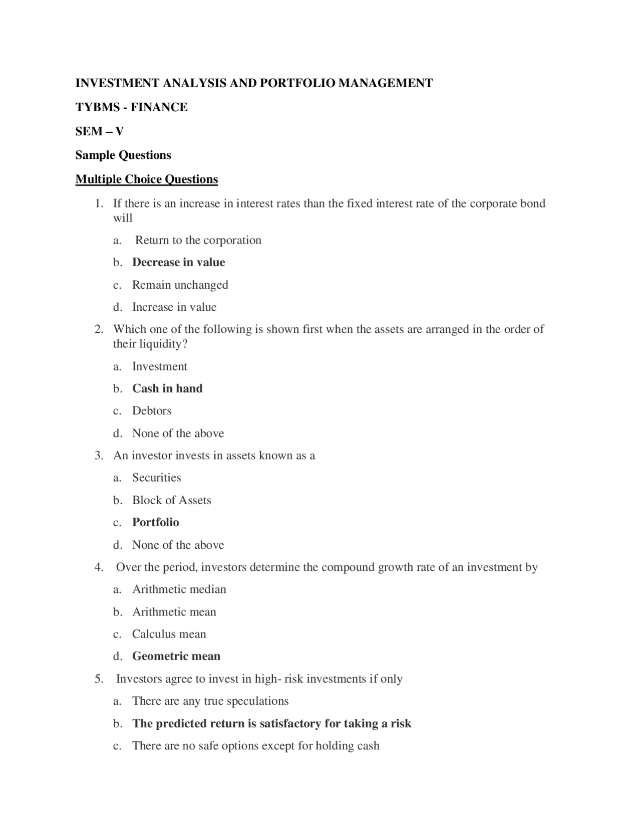 INVESTMENT ANALYSIS AND PORTFOLIO MANAGEMENT Lecture Notes investment-analysis-and-portfolio-management-lecture-notes