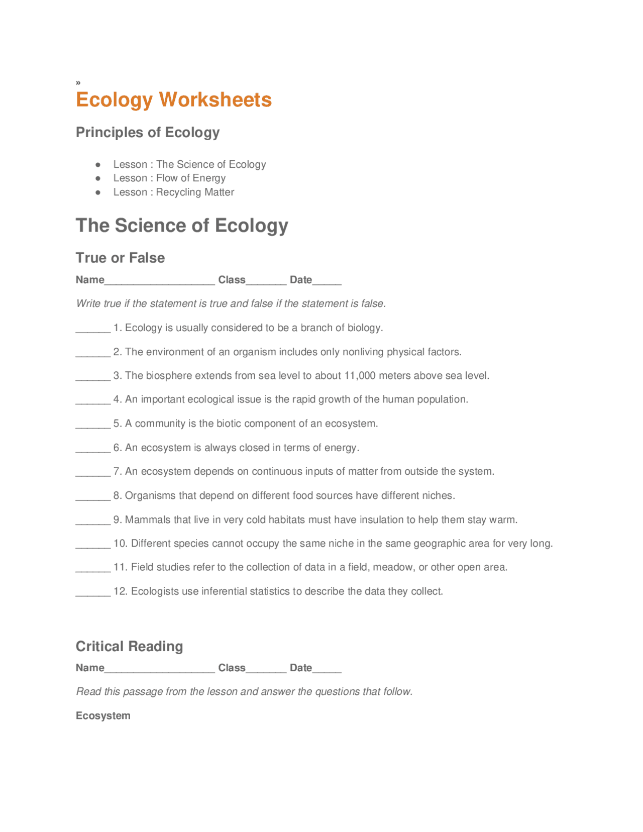 Ecology Worksheets | Lecture notes Biology | Docsity ecology-worksheets-lecture-notes-biology-docsity