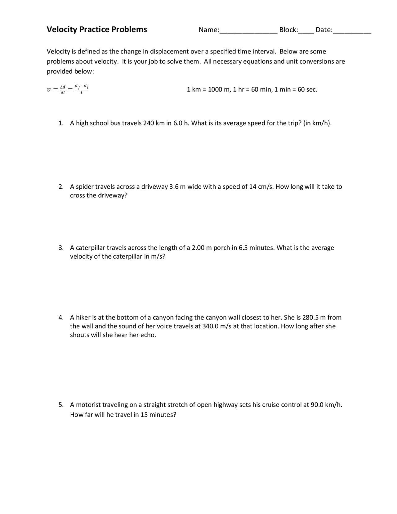 Sample Problem For Velocity Velocity Practice Problems | Study Guides, Projects, Research Voice ...