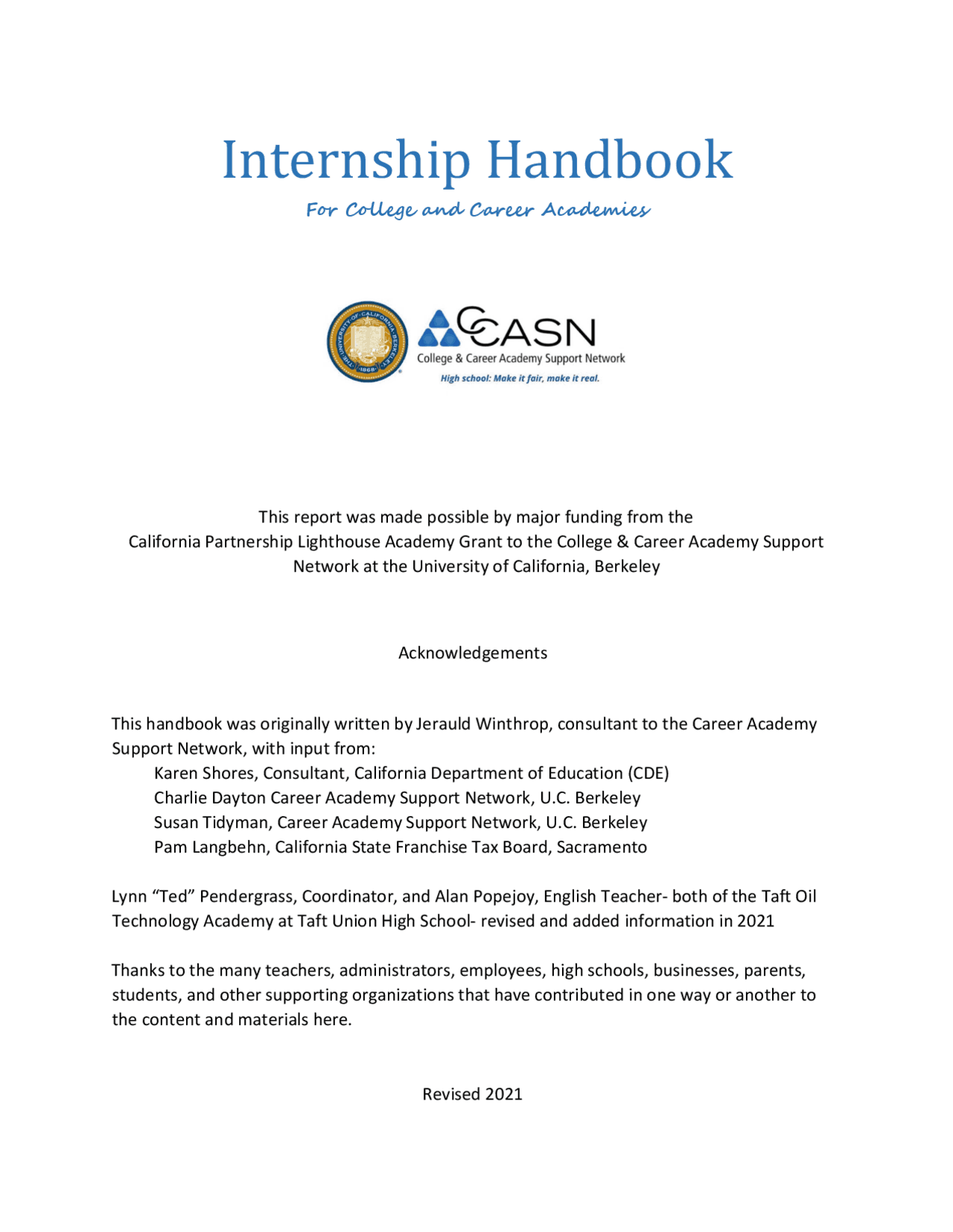 Internship Handbook | Study Guides, Projects, Research Electronic ...