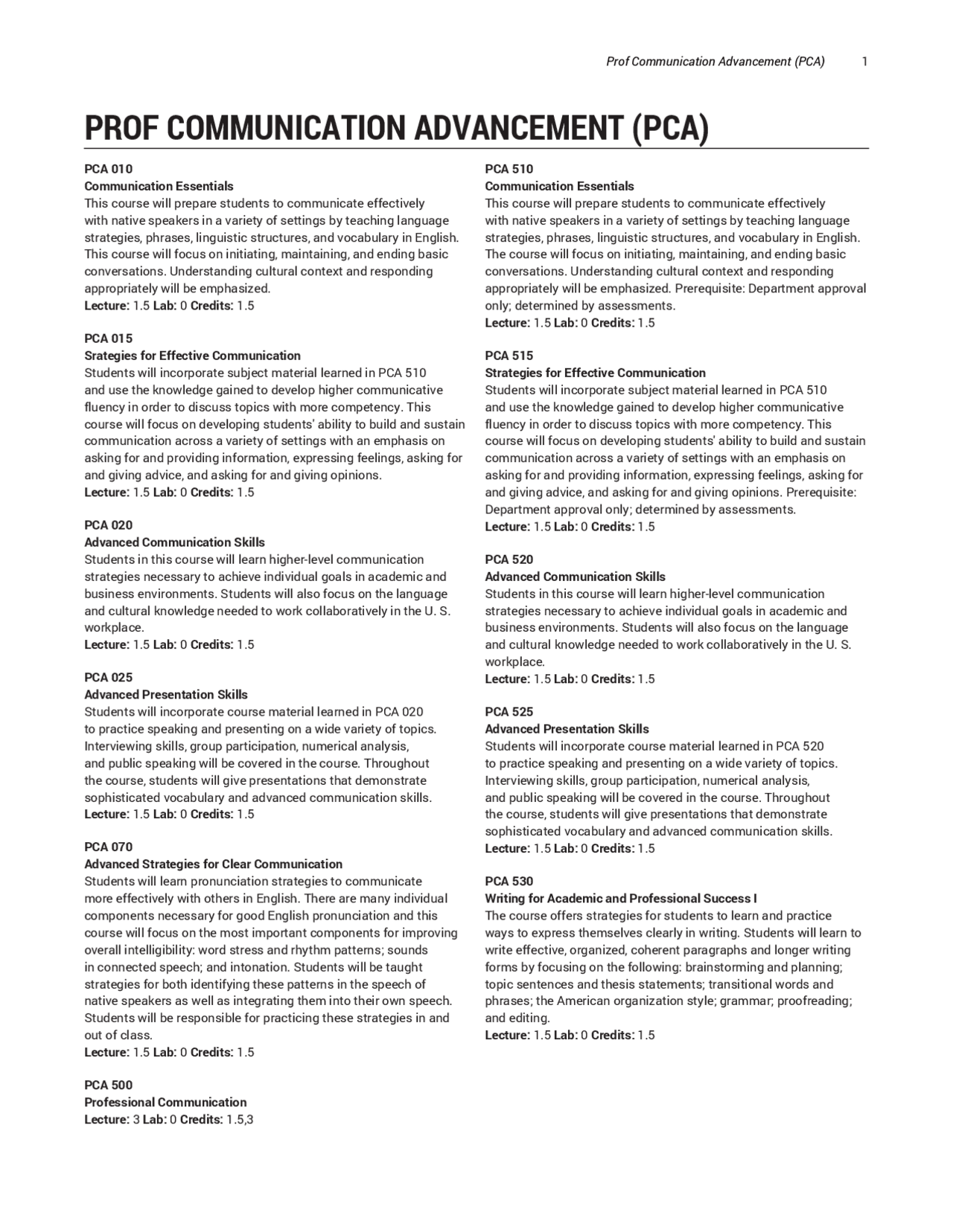 Prof Communication Advancement (PCA) | Study notes Communication | Docsity