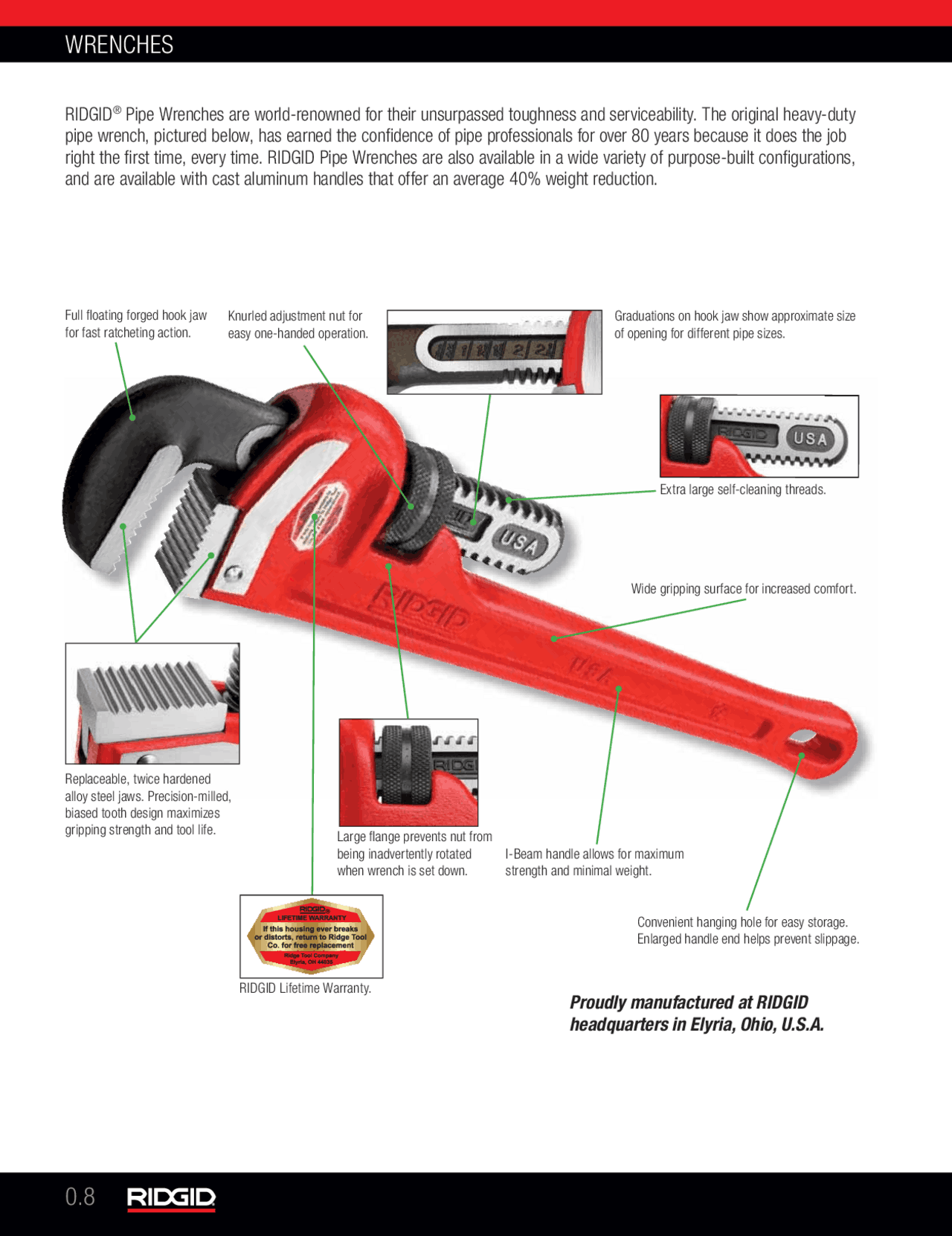 RIDGID HeavyDuty Wrench Catalogue Types, Sizes, and Specifications