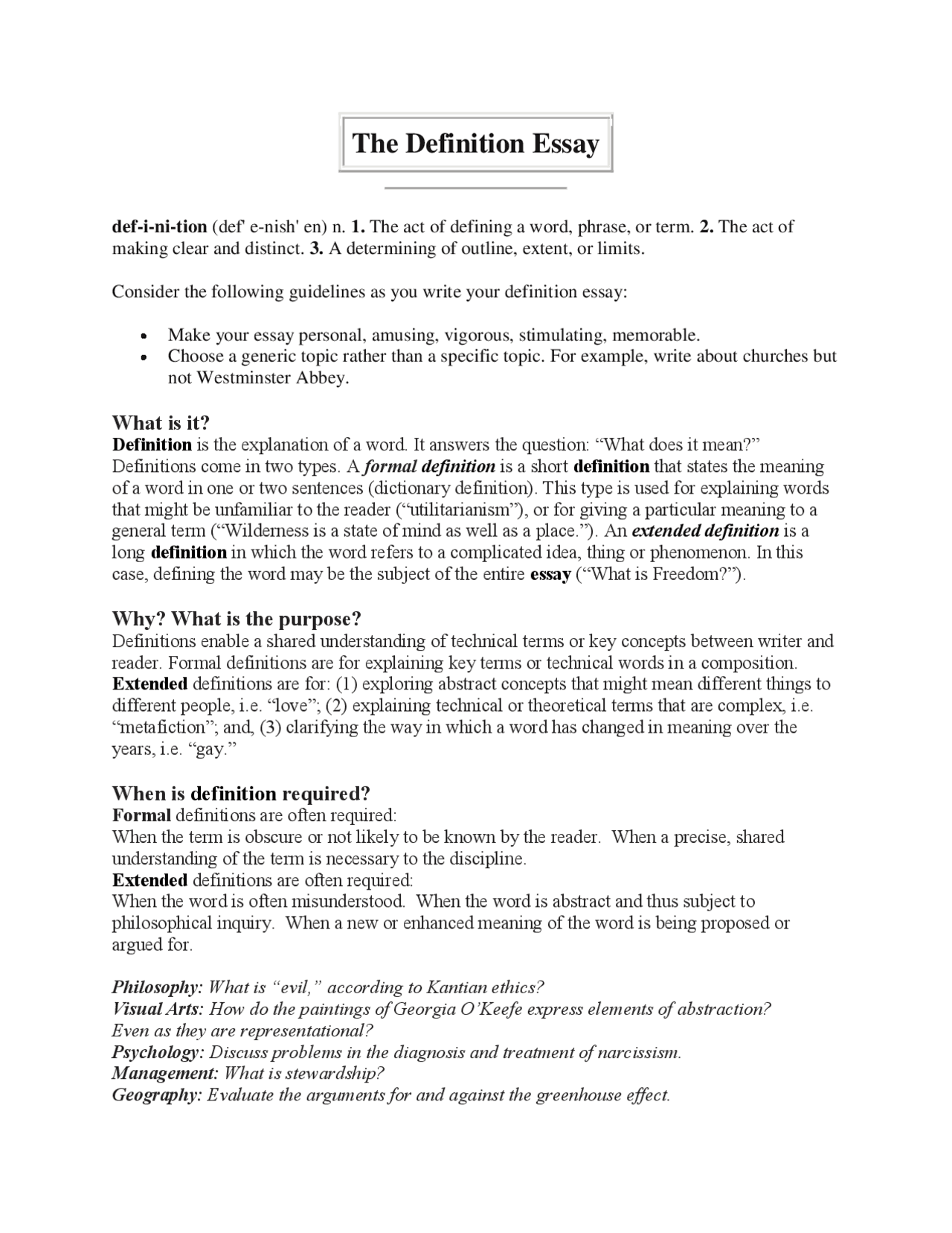 Definitional Essay The+Definition+Essay.pdf | Exercises Philosophy | Docsity