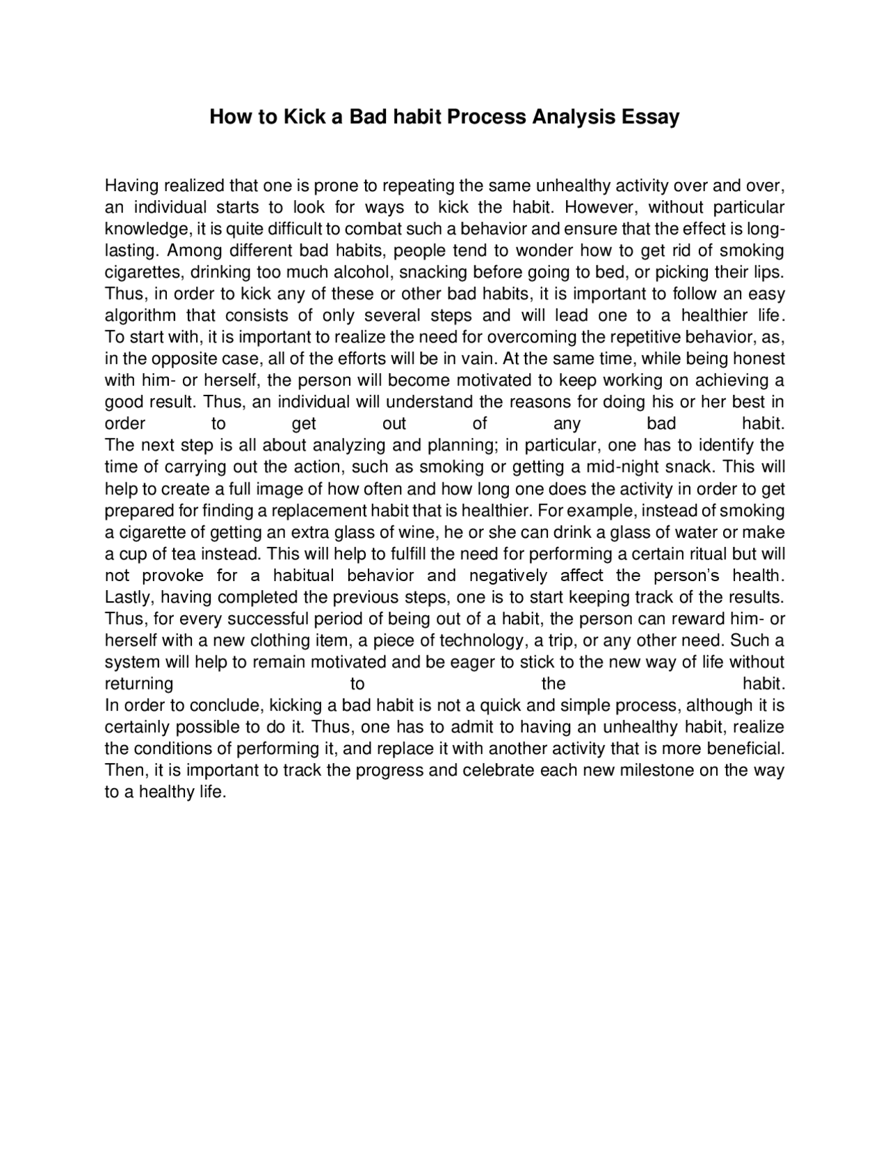 How to Kick a Bad habit Process Analysis Essay PDF Example