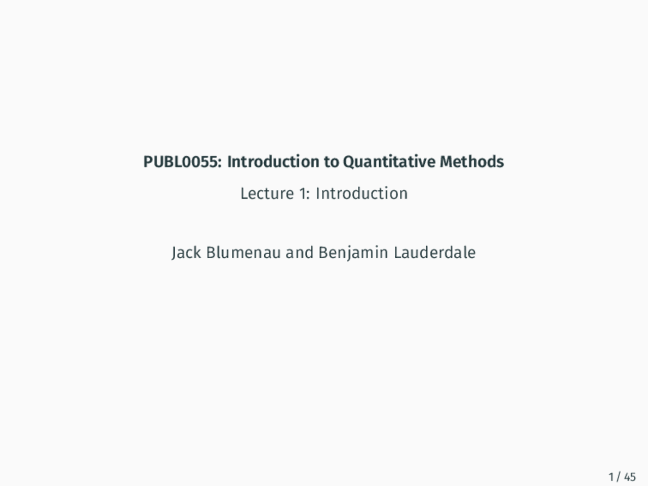 Quantitative Methods Introduction PUBL0055: Introduction to Quantitative Methods | Lecture notes ...