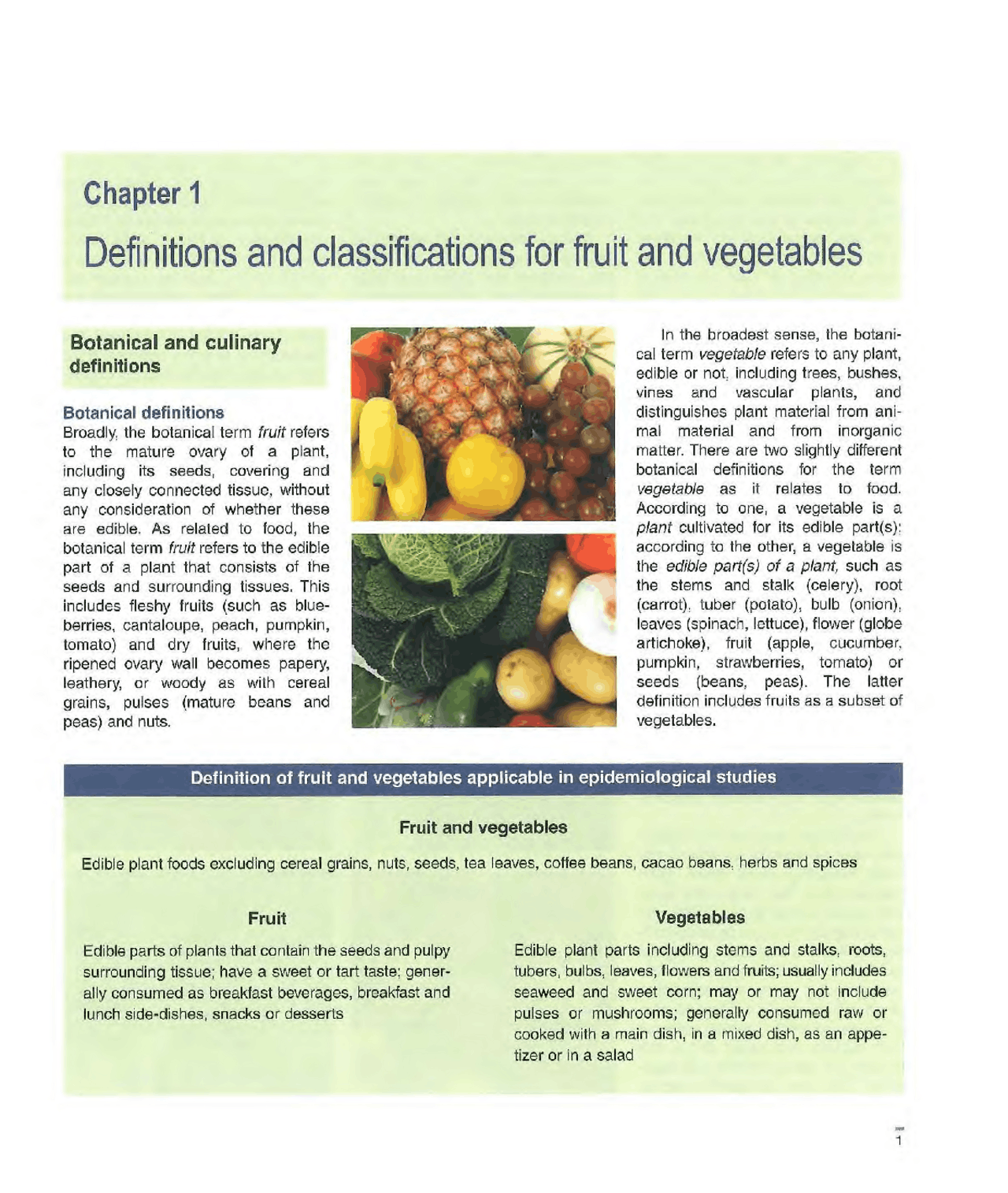 Definitions and classifications for fruit and vegetables | Study notes ...
