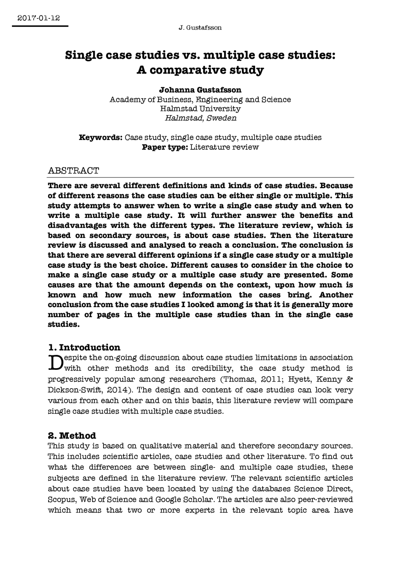 Single case studies vs. multiple case studies | Study notes Literature ...