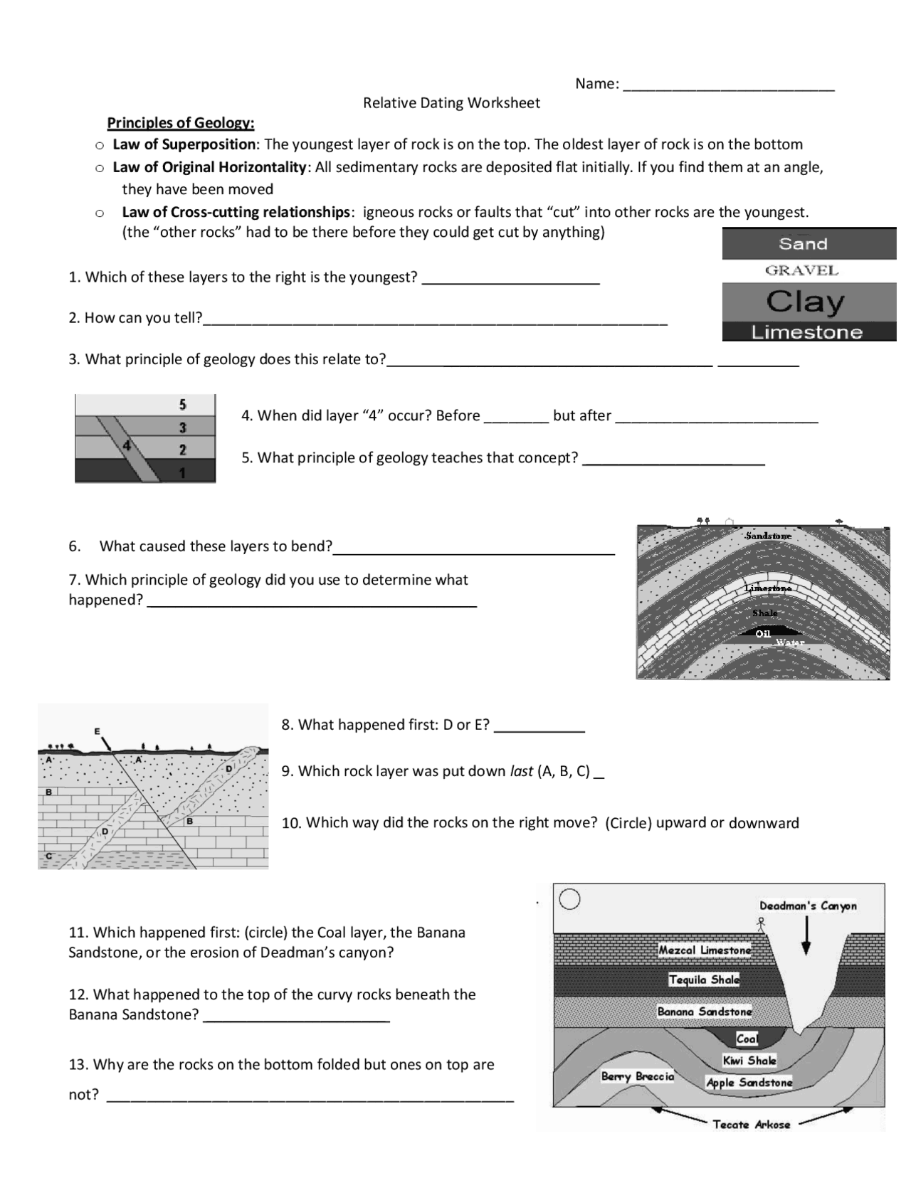 Image 4 for Relative Dating Worksheet Answer Key