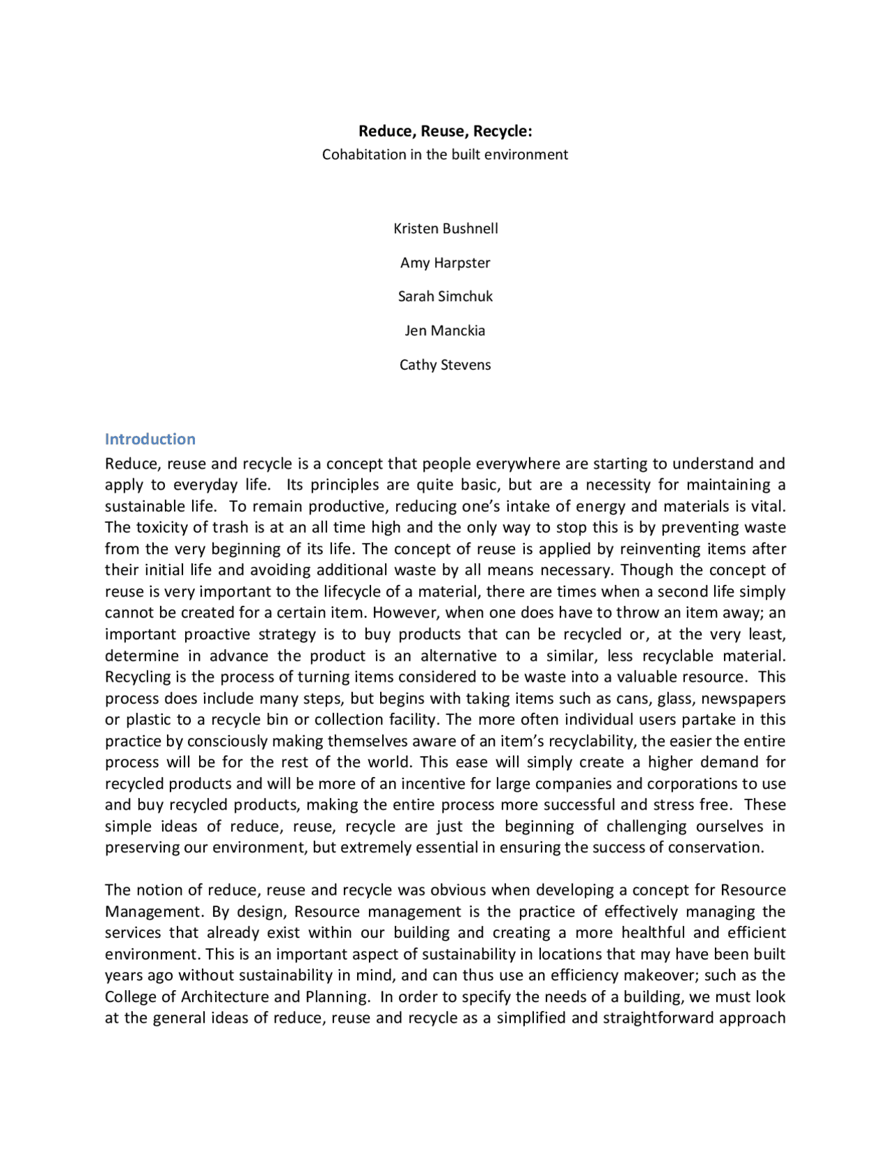 Introduction Reduce, reuse and recycle is a concept that ... | Study ...