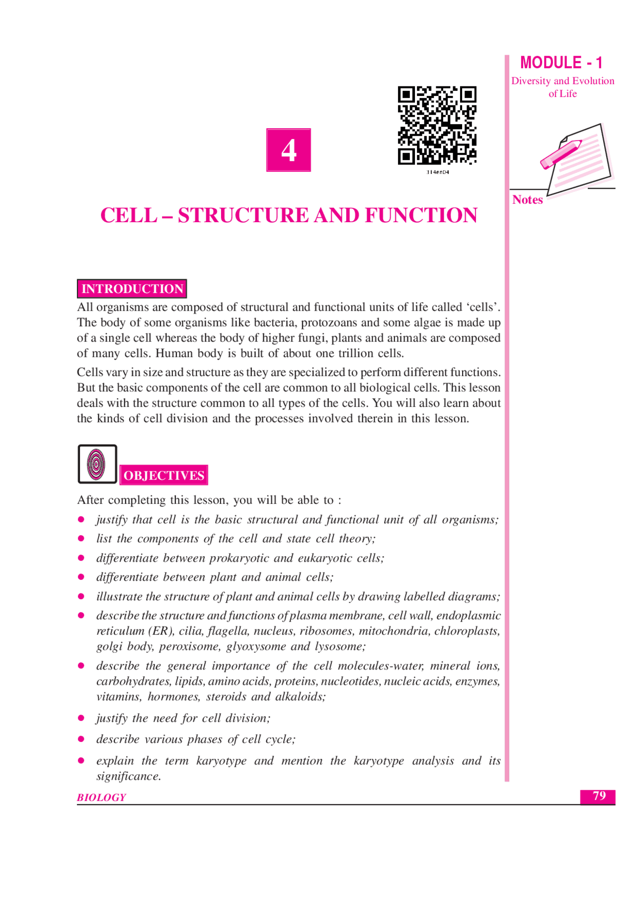 CELL – STRUCTURE AND FUNCTION | Lecture notes Cell Biology | Docsity