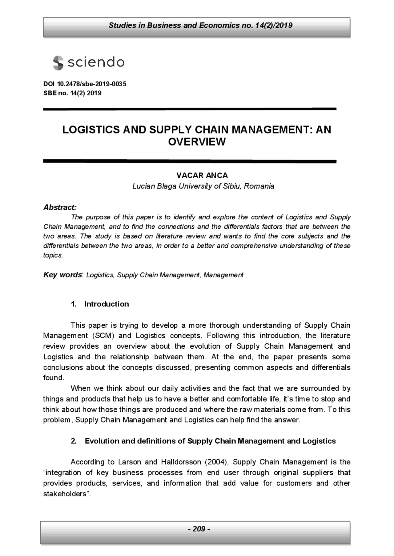 LOGISTICS AND SUPPLY CHAIN MANAGEMENT | Lecture notes Logistics | Docsity