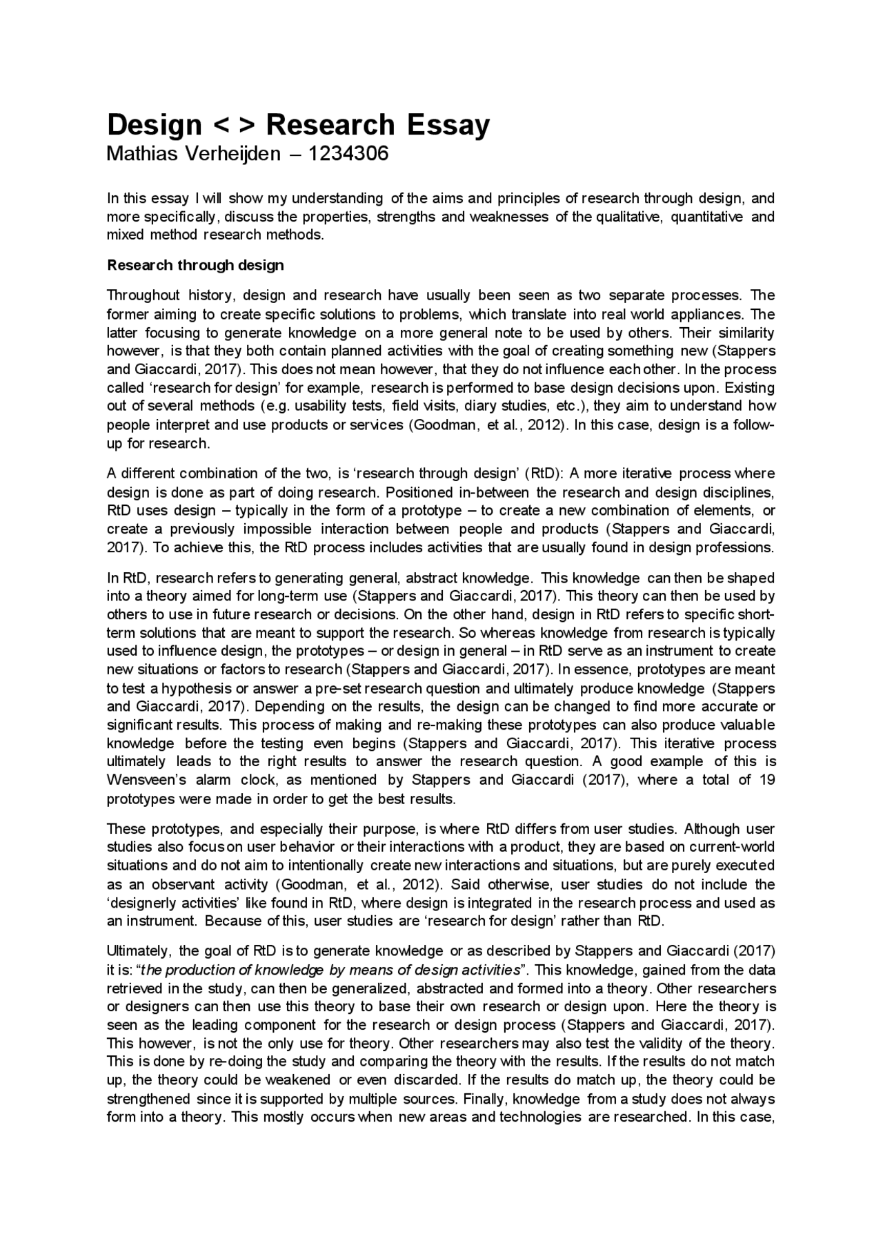 Design Research Essay | Study notes Design Patterns | Docsity