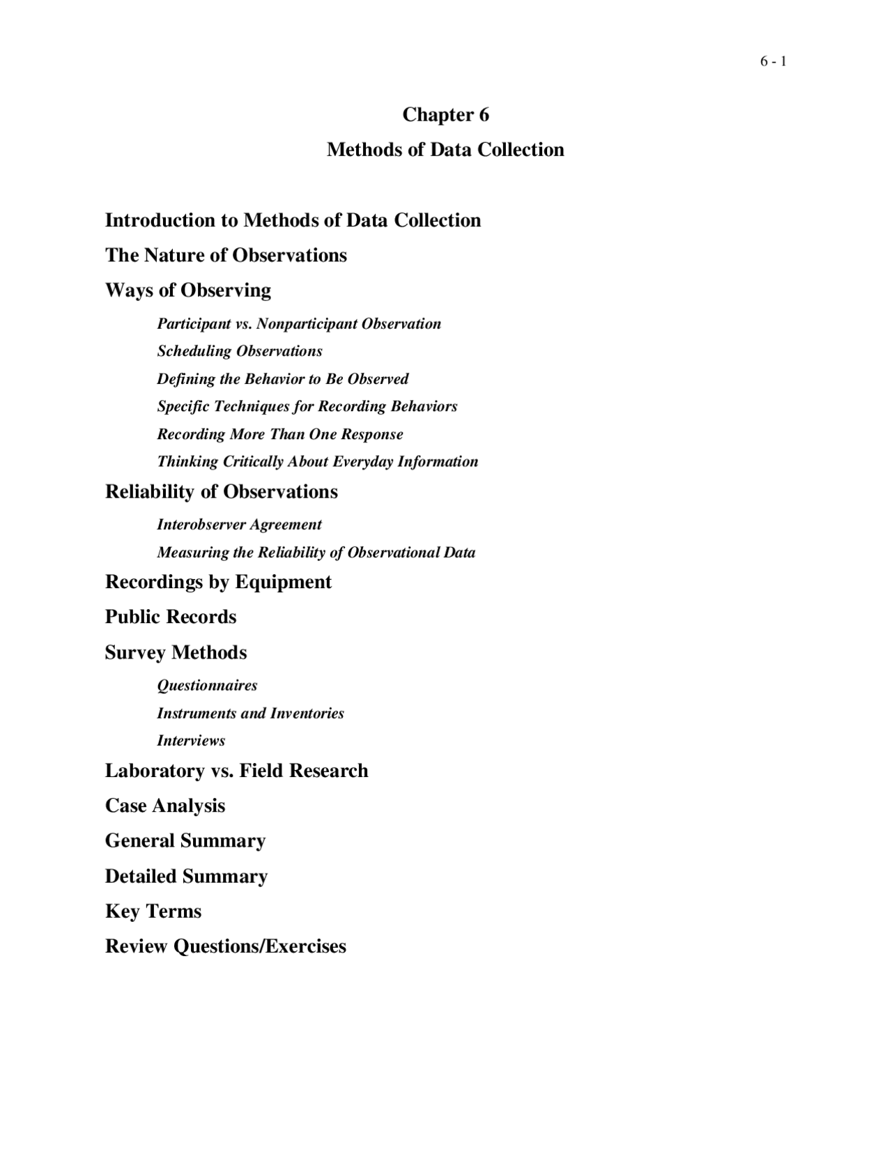 Chapter 6 Methods of Data Collection Introduction to Methods ...