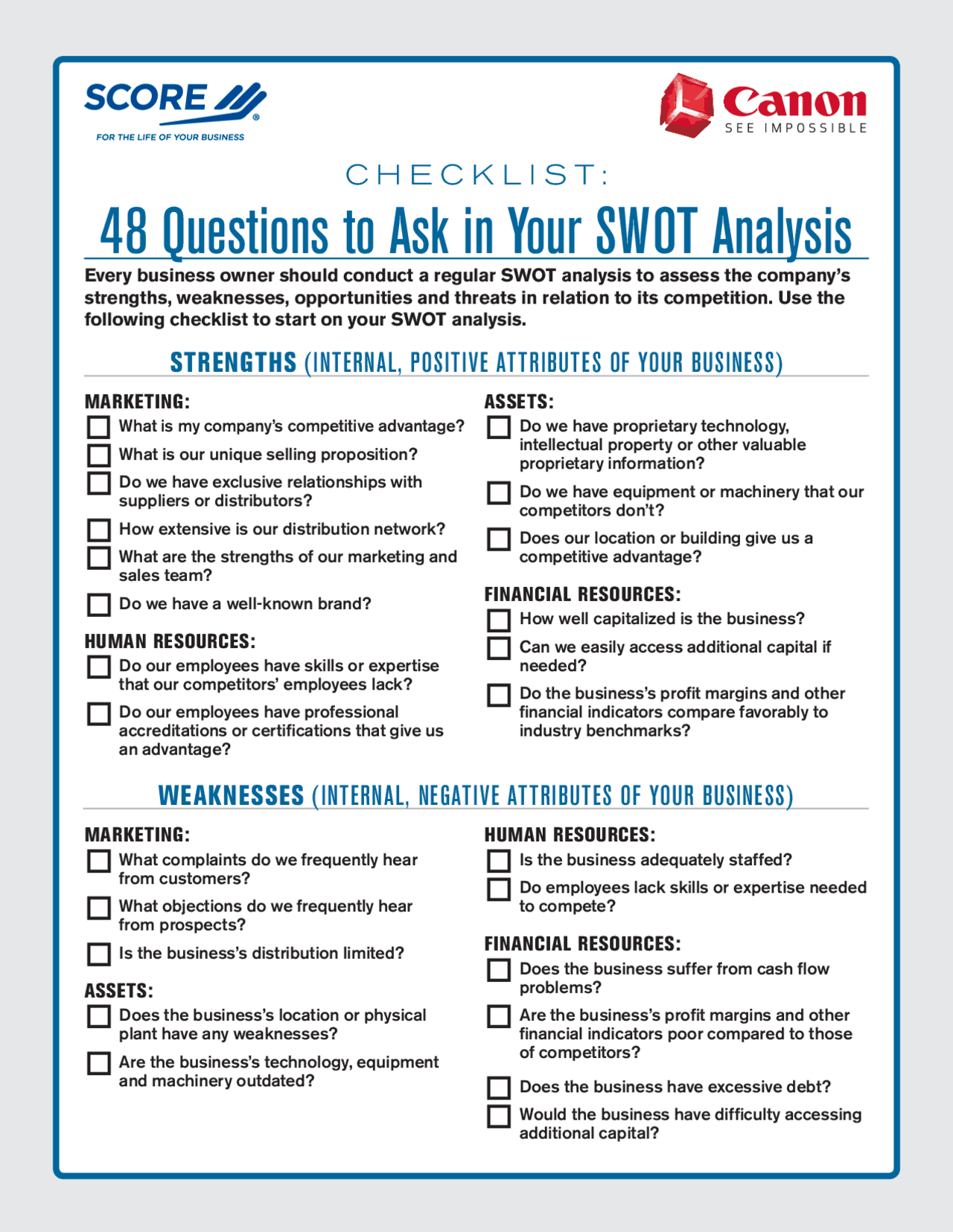 48 Questions to Ask in Your SWOT Analysis | Summaries Business ...