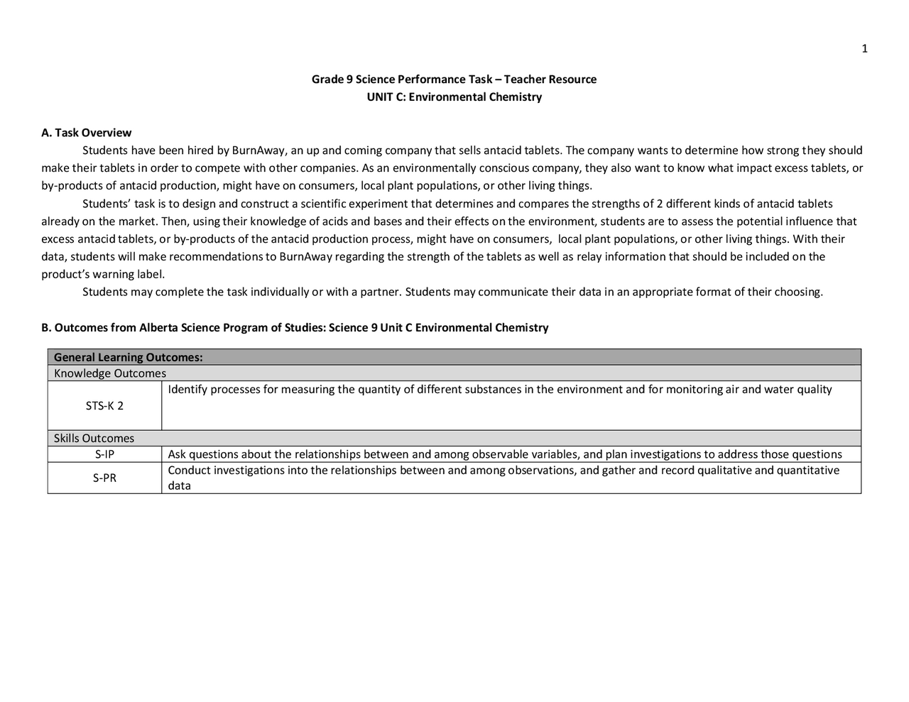 Grade 9 Science Performance Task – Teacher Resource | Slides Design of ...