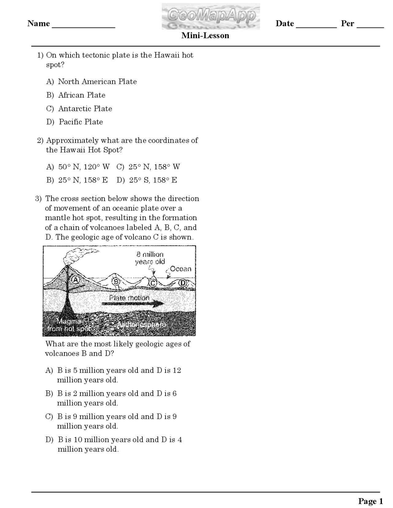 Hawaii Hotspot Quiz 1 Schemes and Mind Maps Earth Sciences Docsity