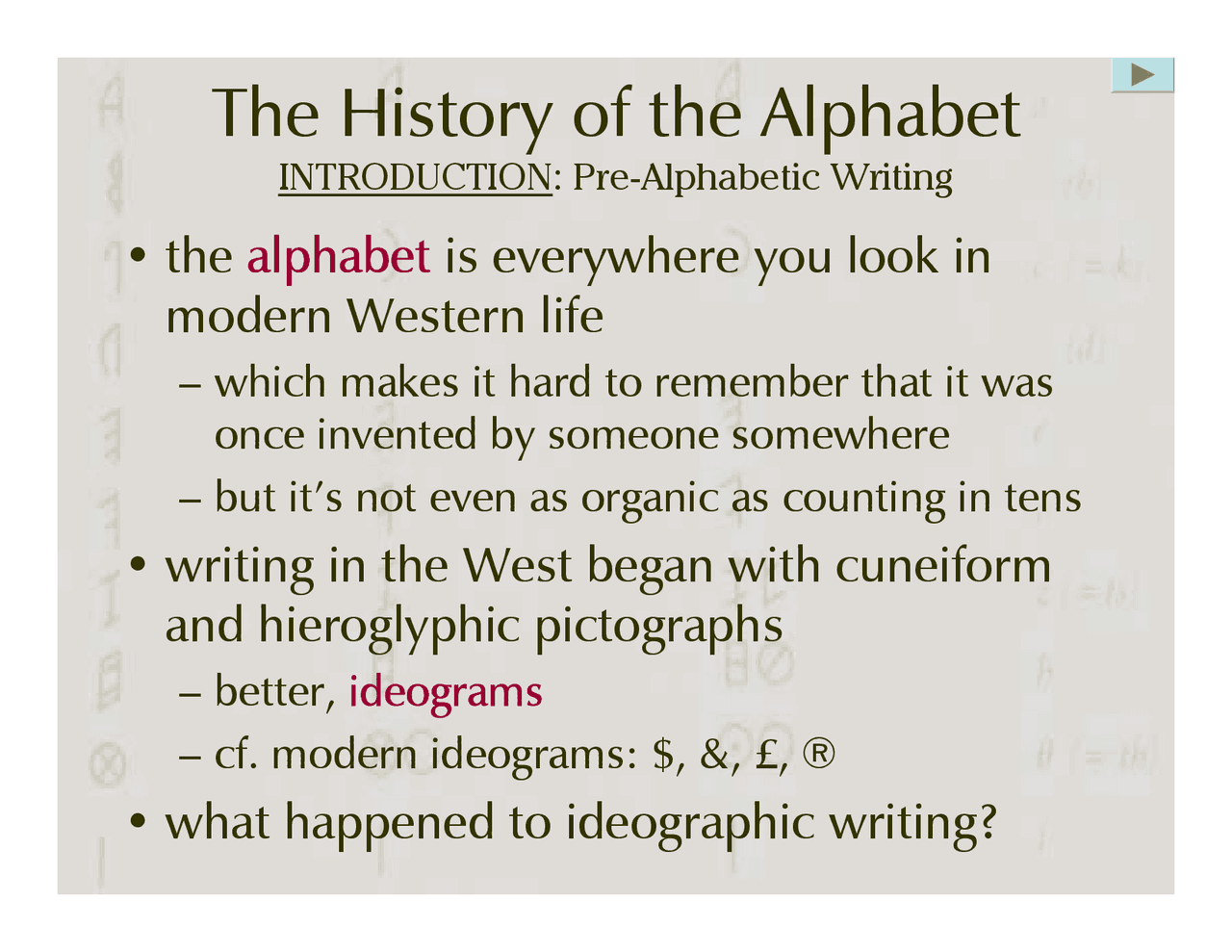The History of the Alphabet | Summaries History | Docsity