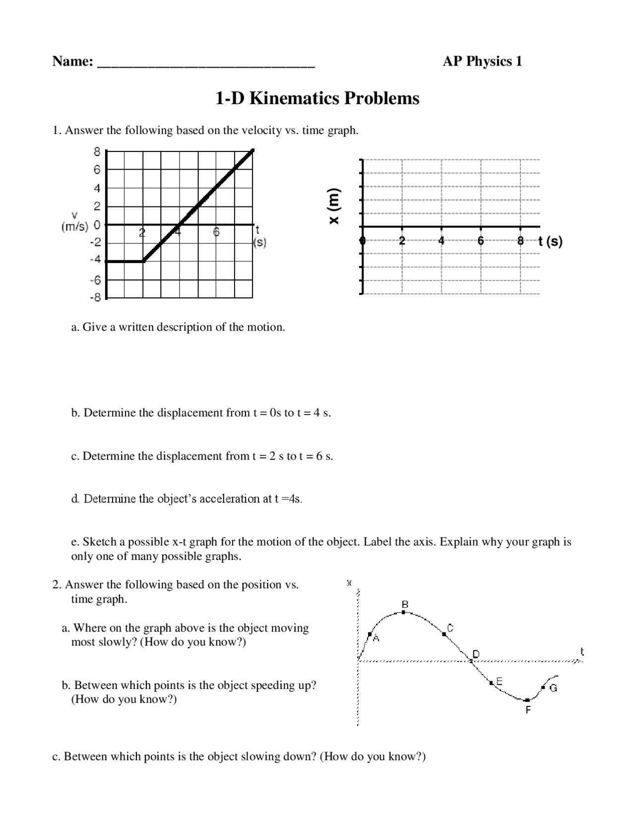 Physics Problems In Motion 1-D Kinematics Problems | Schemes and Mind Maps Kinematics | Docsity