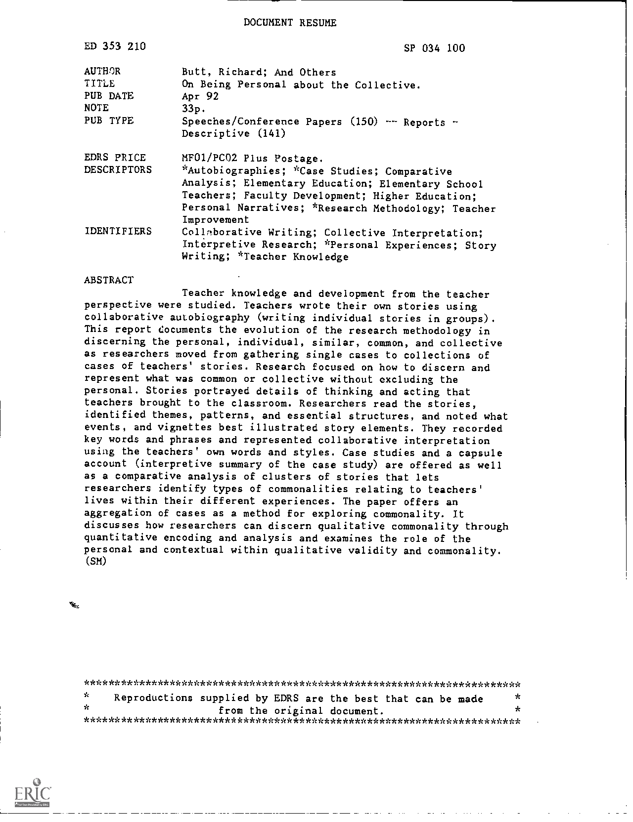 Writing; *Teacher Knowledge ABSTRACT | Lecture notes Research ...