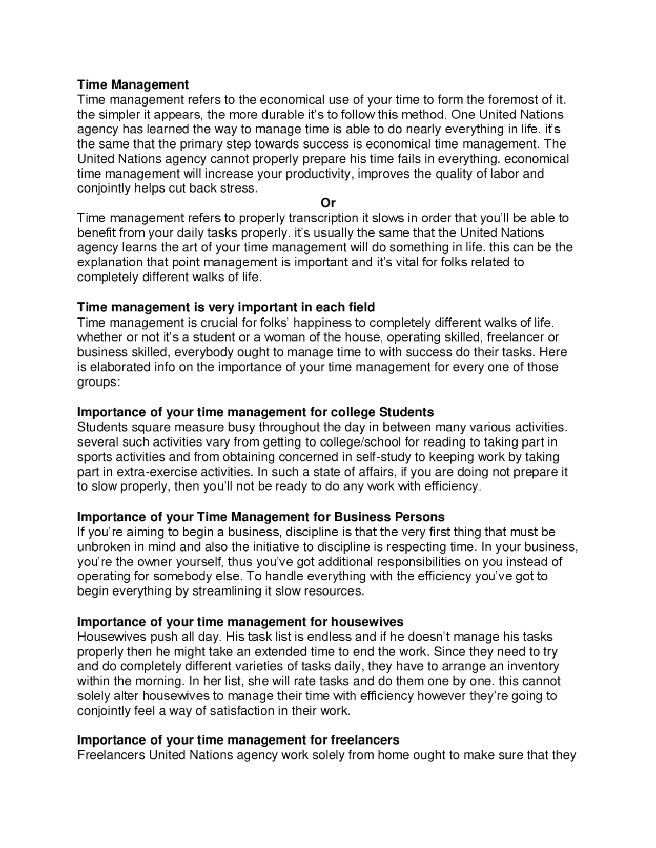 1000 Word Essay on Time Management| PDF Sample | Summaries Business ...