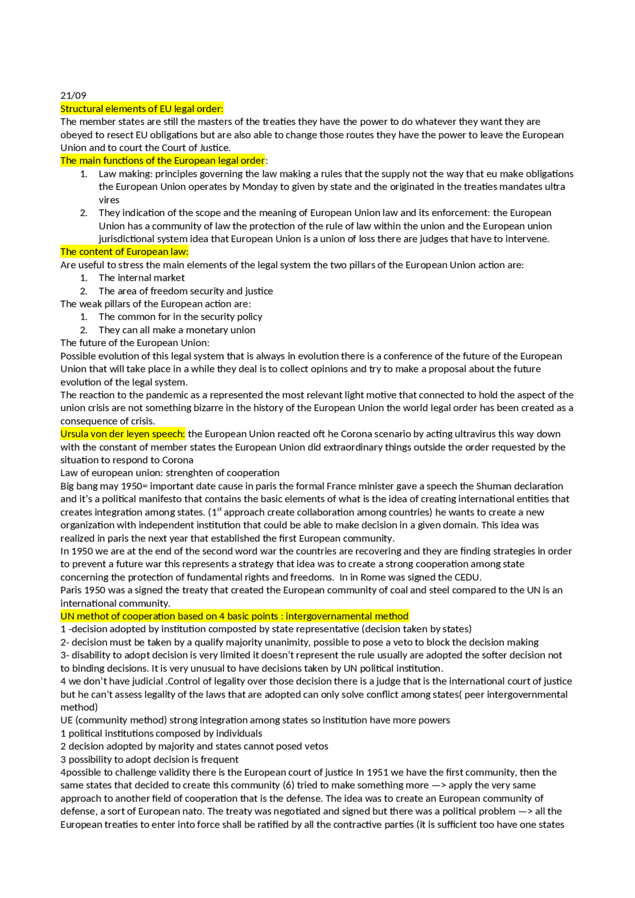 LAW OF THE EUROPEAN UNION | Sintesi del corso di Diritto dell'Unione ...
