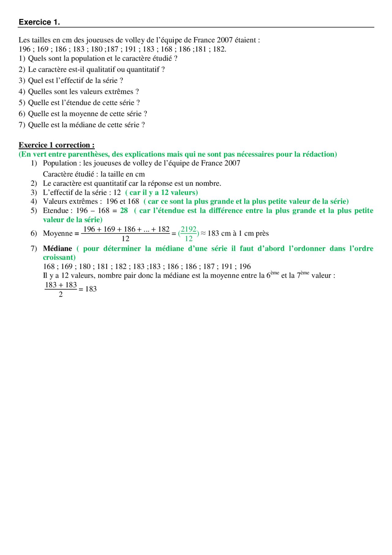 Fiche Exercices Statistiques Avec Corrections Lectures Statistiques Fiche Exercices Statistiques Avec Corrections Lectures Statistiques