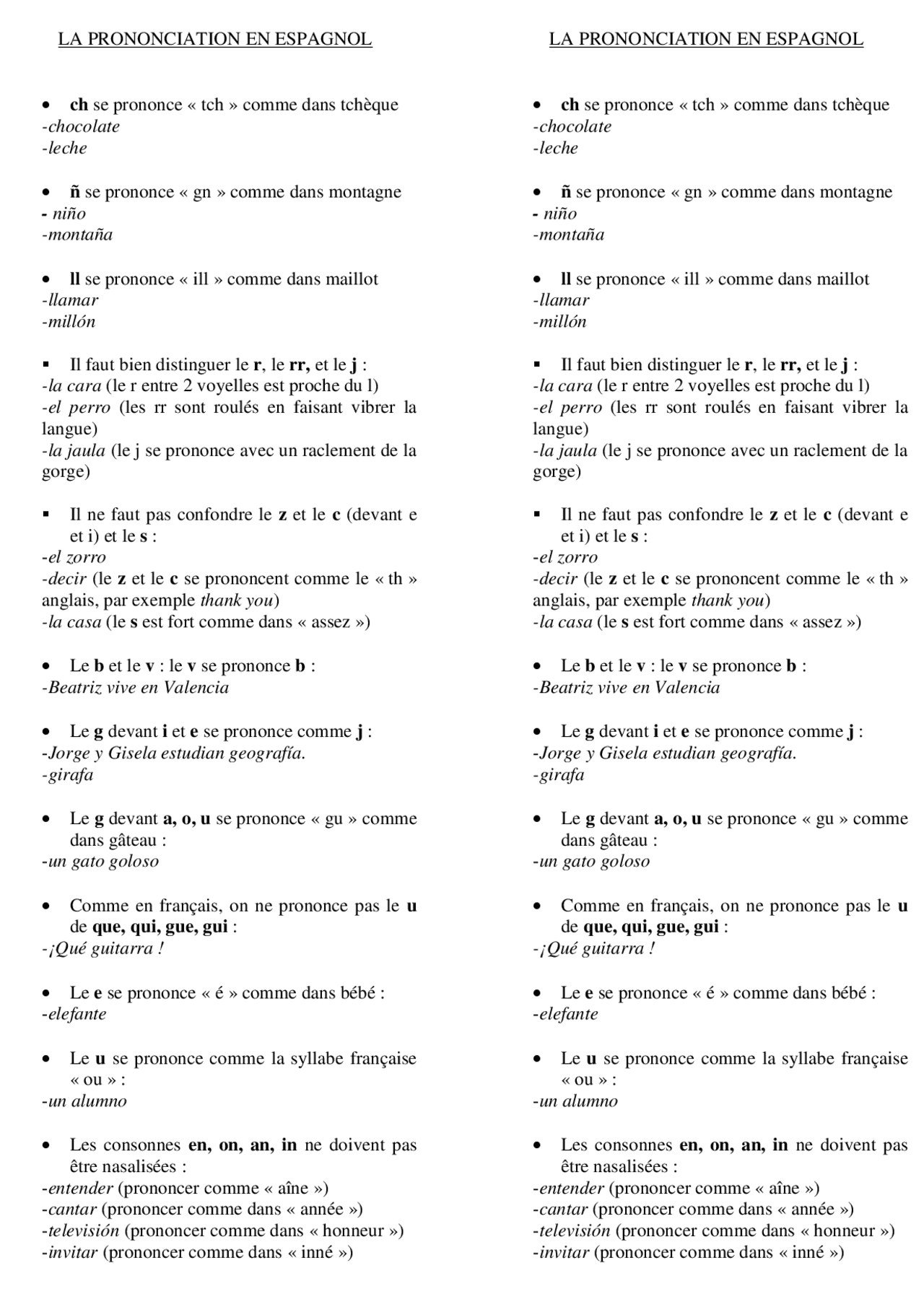 Comment Se Prononce Le V En Espagnol La-prononciation-en-espagnol.pdf | Notes Langue espagnole | Docsity