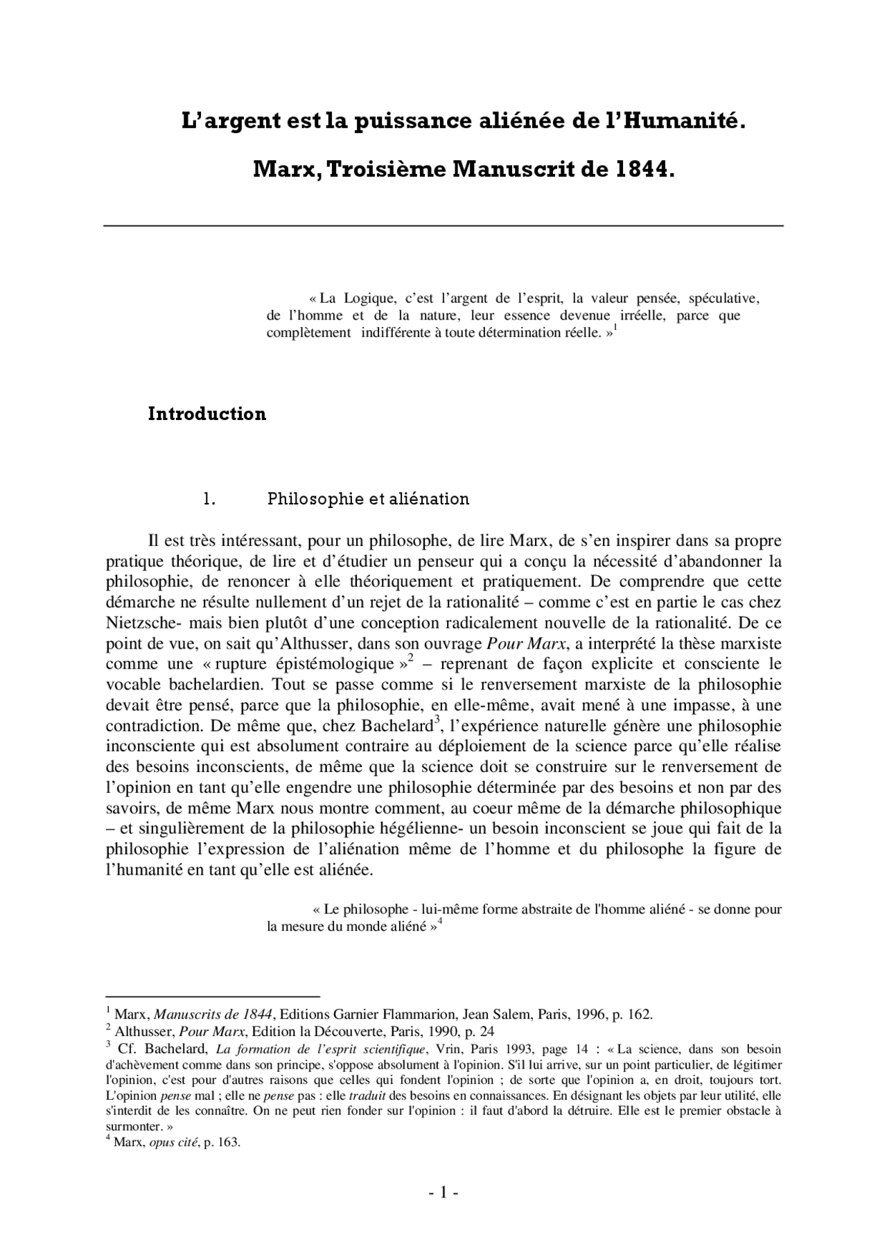 L'argent est la puissance aliénée de l'Humanité | Exercices Philosophie ...