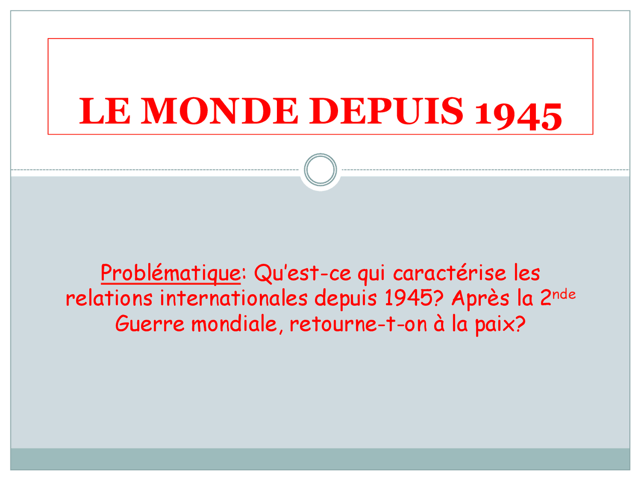 le jeu des puissance dans les relation internationales depuis 1945