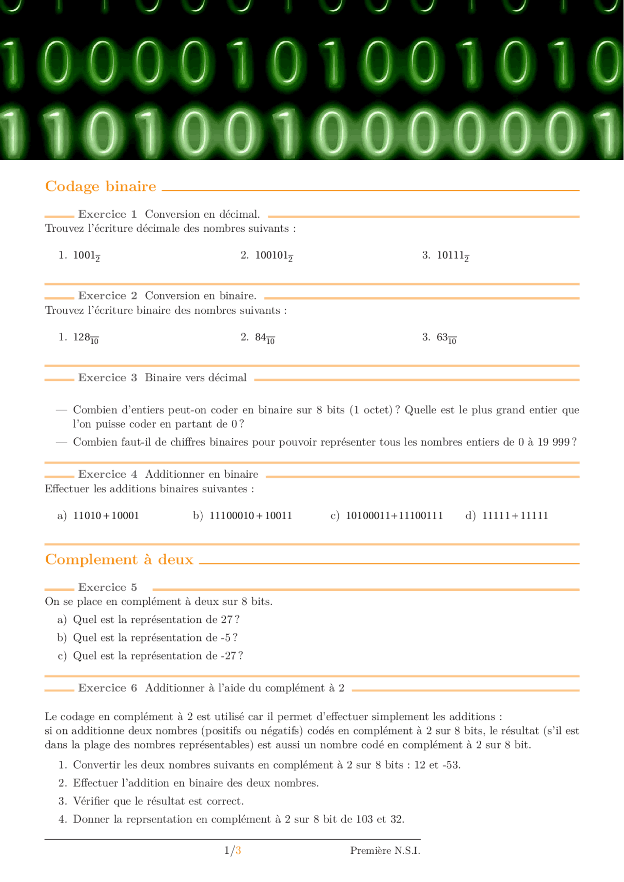 Codage binaire Complement à deux Notes Informatique Docsity Codage binaire Complement à deux Notes Informatique Docsity